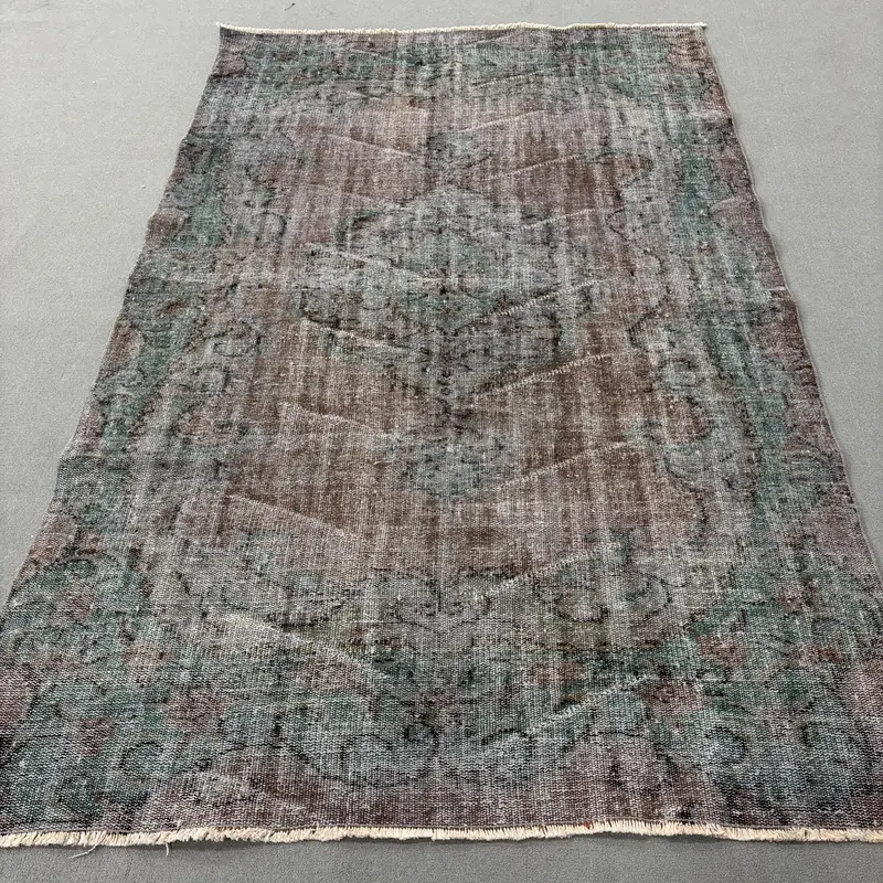 Vintage Büyük Halı, 5.1x8.1 ft Türk Halısı, Kahverengi Oushak Yün Halı - 1