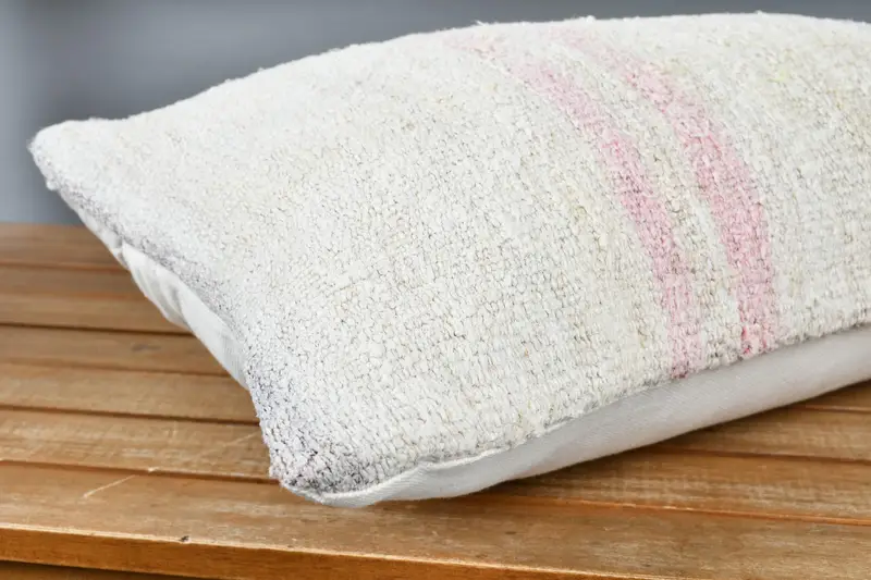 Boho Pillow Sham Cover, 12x24 White Pillow Sham, Decorative Bolster Pillow Sham, Antique Pillows, Cushion Cover, Turkish Pillow - 4