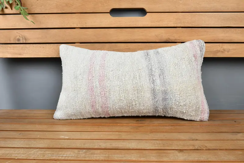 Boho Pillow Sham Cover, 12x24 White Pillow Sham, Decorative Bolster Pillow Sham, Antique Pillows, Cushion Cover, Turkish Pillow - 7