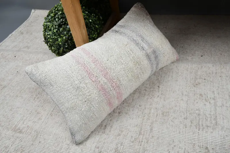 Boho Pillow Sham Cover, 12x24 White Pillow Sham, Decorative Bolster Pillow Sham, Antique Pillows, Cushion Cover, Turkish Pillow - 6