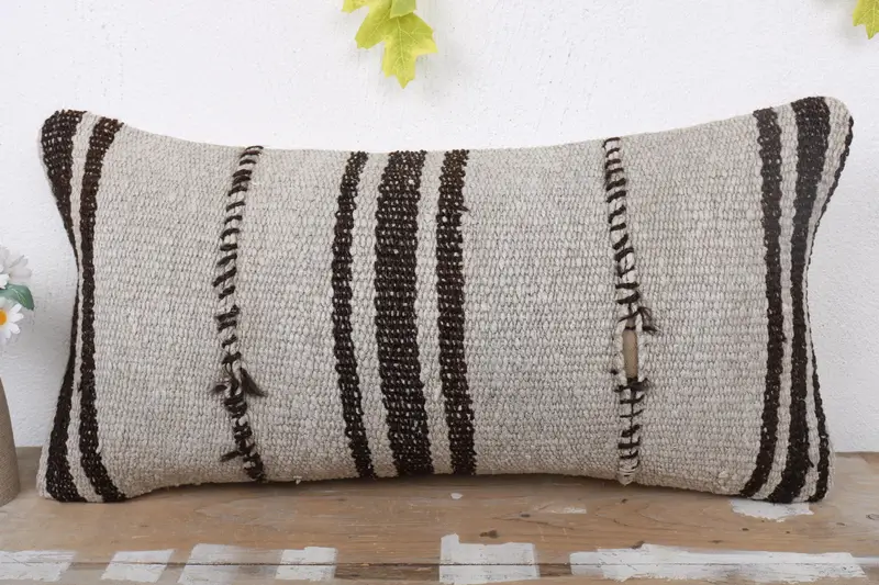 12x24 Beige Cushion Case, Throw Kilim Pillow, Cushion, Colorful Cushion Cover, Kilim Pillow Cover, Decorative Bolster Cushion Case, Kilim Pillow - 2