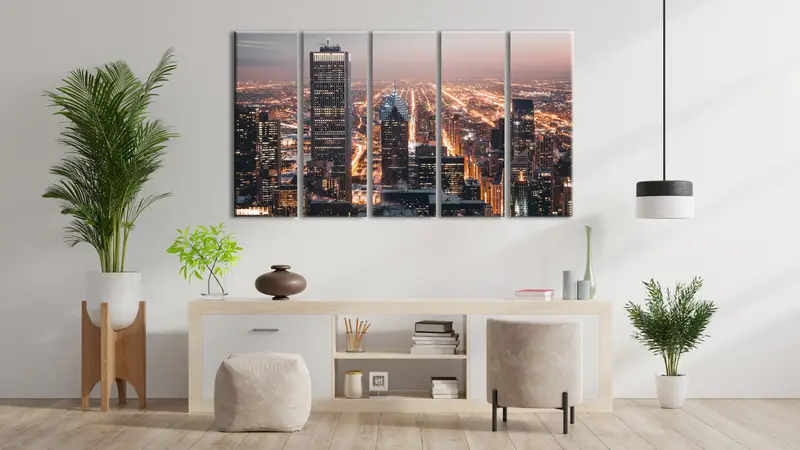 New York Night Decor Table , Wall Art Canvas, Tower Canvas, Wall Hanging Decor,Night Street Canvas , Home Decor Wall Art, Framed Painting, - 8