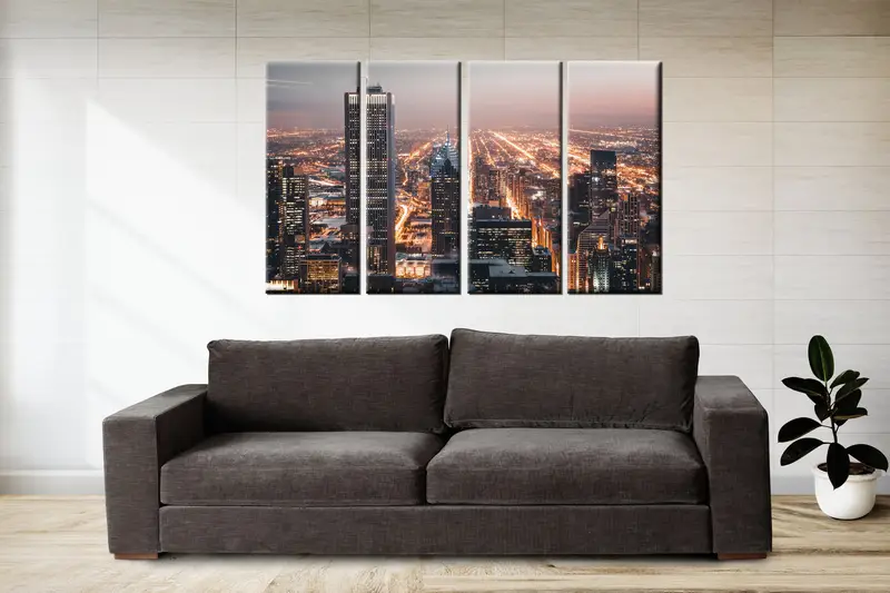 New York Night Decor Table , Wall Art Canvas, Tower Canvas, Wall Hanging Decor,Night Street Canvas , Home Decor Wall Art, Framed Painting, - 7