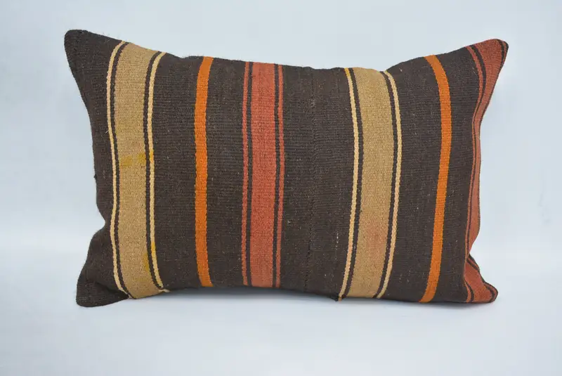 16x24 Brown Cushion Case, Aesthetic Pillow Cover, Cushion Cover, Handmade Kilim Cushion, Ethnical Kilim Rug Pillow, Vintage Kilim Pillow - 1
