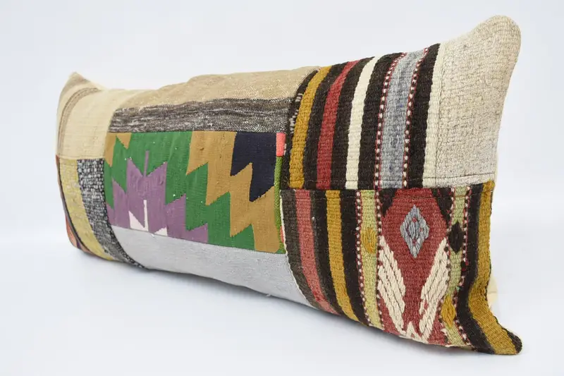 Handmade Cushion, Kilim Cushion Sham, Ethnical Kilim Rug Pillow, Colorful Cushion Case, 16x36 Beige Pillow, Turkish Pillow, Pillow - 4
