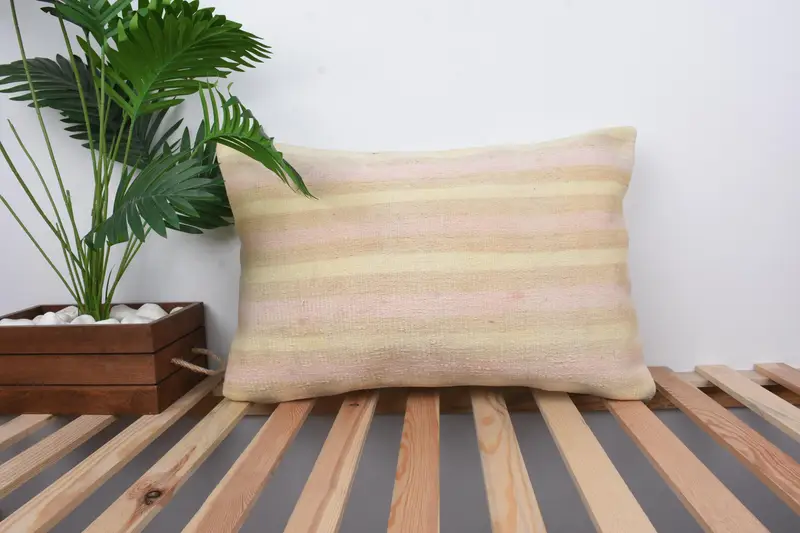 Boho Pillow Sham Cover, Pillow Case, Neutral Throw Cushion, 16x24 White Cushion, Vintage Pillow, Interior Designer Pillow, Cozy Throw Cushion Case - 1