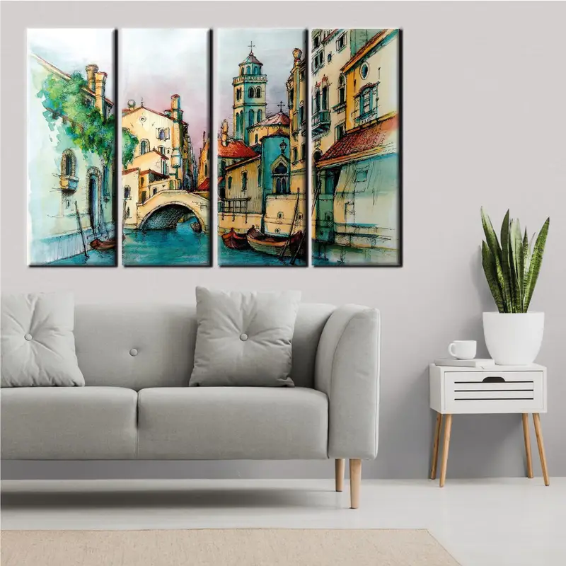 Venice Wall Art, Landscape Wall Decor, Living Room Decor, Abstract Wall Decor, Coastal Home Decor, Modern Canvas Art, Gift for Mother, - 3