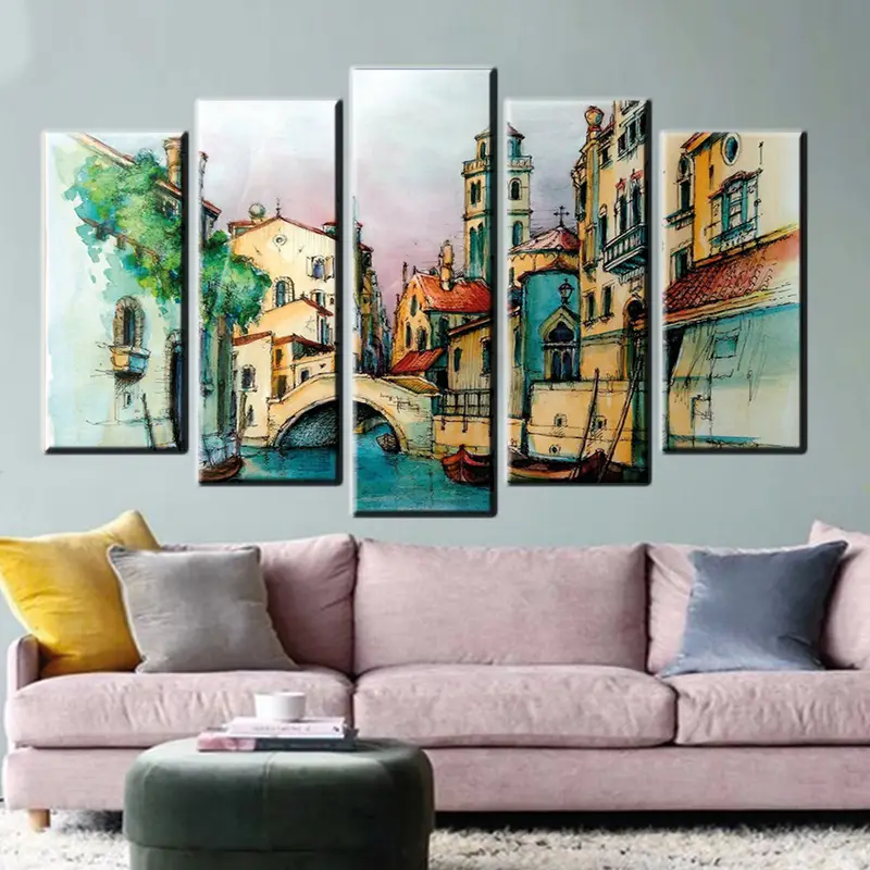 Venice Wall Art, Landscape Wall Decor, Living Room Decor, Abstract Wall Decor, Coastal Home Decor, Modern Canvas Art, Gift for Mother, - 6