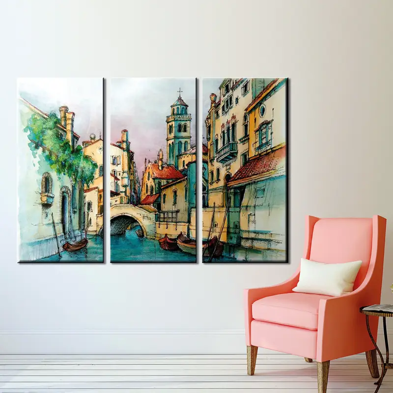 Venice Wall Art, Landscape Wall Decor, Living Room Decor, Abstract Wall Decor, Coastal Home Decor, Modern Canvas Art, Gift for Mother, - 2