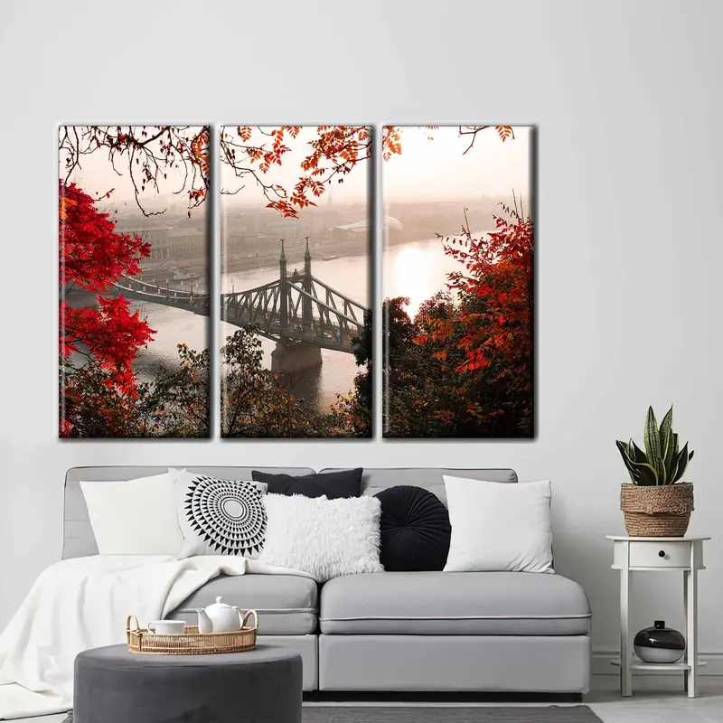 Autumn Canvas Decor, Wall Art Canvas, Canvas Bridge Print, Wall Hanging Decor, Autumn Canvas Painting,Home Decor Wall Art, Framed Painting, - 7