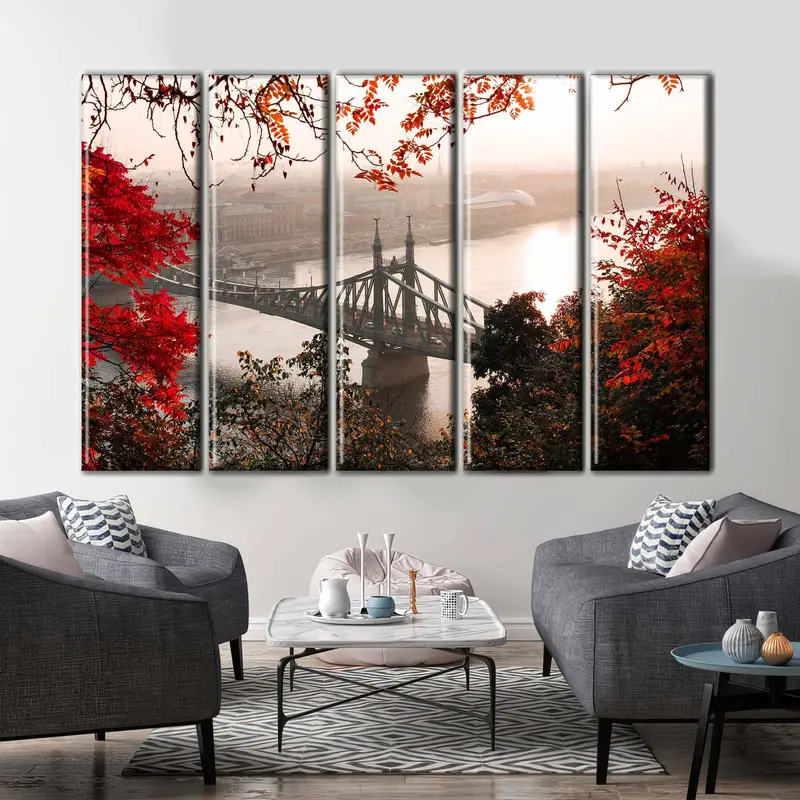 Autumn Canvas Decor, Wall Art Canvas, Canvas Bridge Print, Wall Hanging Decor, Autumn Canvas Painting,Home Decor Wall Art, Framed Painting, - 8