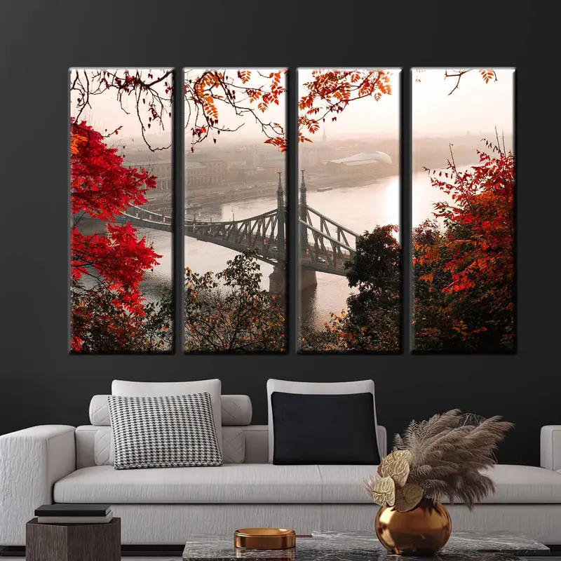 Autumn Canvas Decor, Wall Art Canvas, Canvas Bridge Print, Wall Hanging Decor, Autumn Canvas Painting,Home Decor Wall Art, Framed Painting, - 10