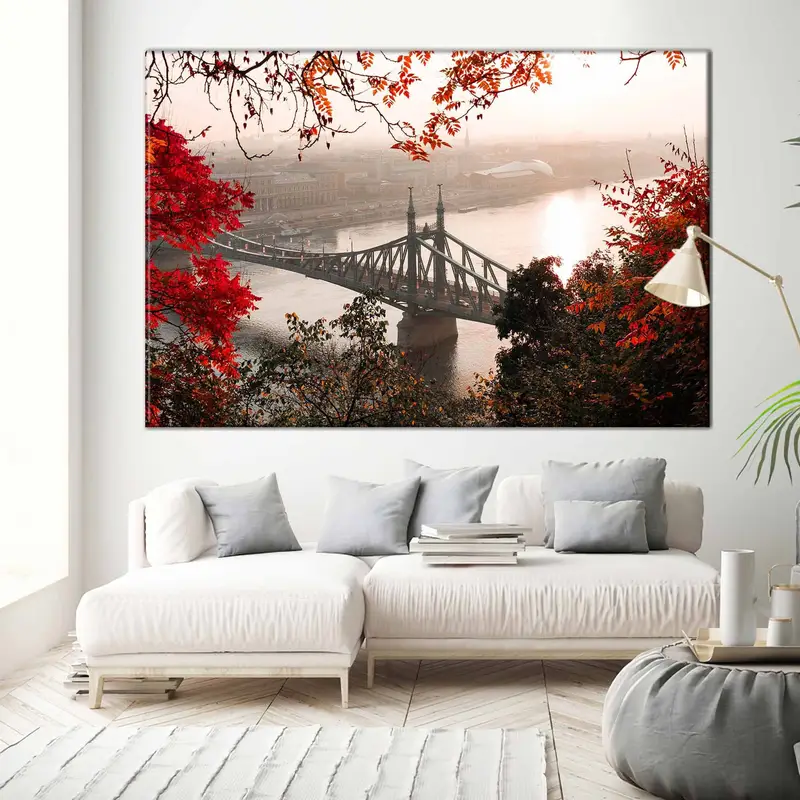Autumn Canvas Decor, Wall Art Canvas, Canvas Bridge Print, Wall Hanging Decor, Autumn Canvas Painting,Home Decor Wall Art, Framed Painting, - 6