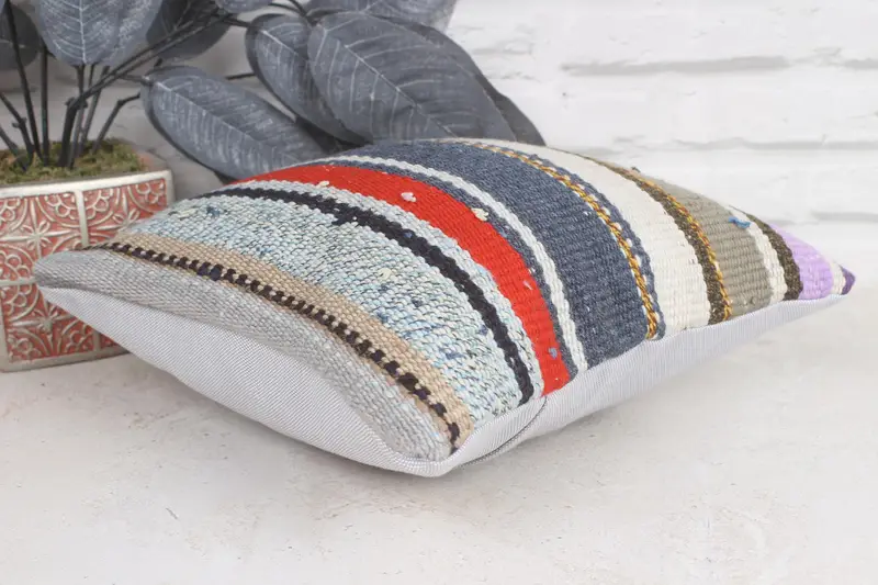 Knitted Cushion Cover, Handmade Kilim Cushion, Interior Designer Pillow, Turkish Pillow, 12x12 Beige Cushion Case, Pattern Throw Cushion, Cushion - 6