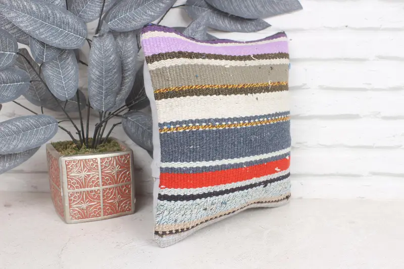 Knitted Cushion Cover, Handmade Kilim Cushion, Interior Designer Pillow, Turkish Pillow, 12x12 Beige Cushion Case, Pattern Throw Cushion, Cushion - 4