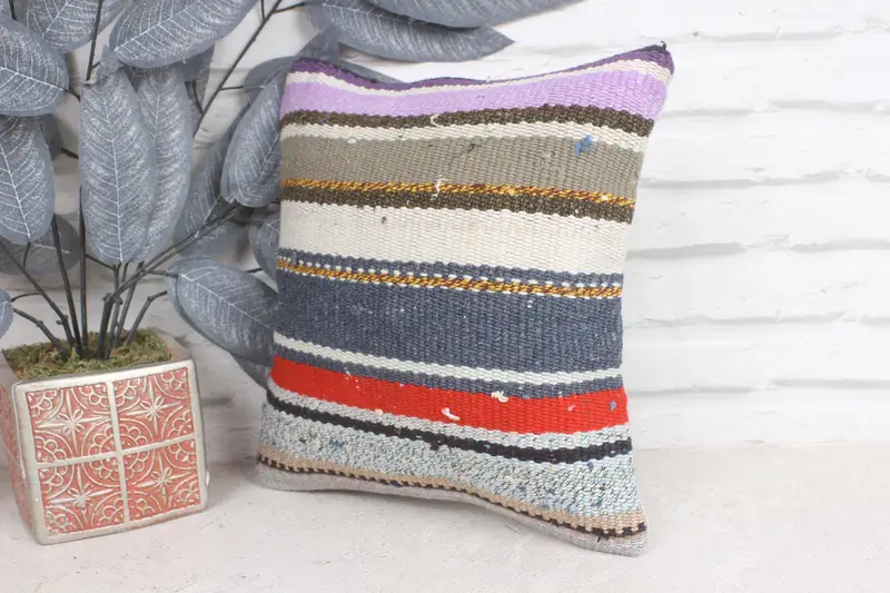 Knitted Cushion Cover, Handmade Kilim Cushion, Interior Designer Pillow, Turkish Pillow, 12x12 Beige Cushion Case, Pattern Throw Cushion, Cushion - 3