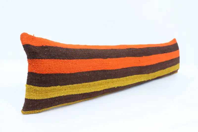 Wool Kilim Pillow Cushion Cover, Handmade Kilim Cushion, Home Decor Pillow, Cushion Cover, 12x48 Orange Pillow Case, Throw Kilim Pillow - 3
