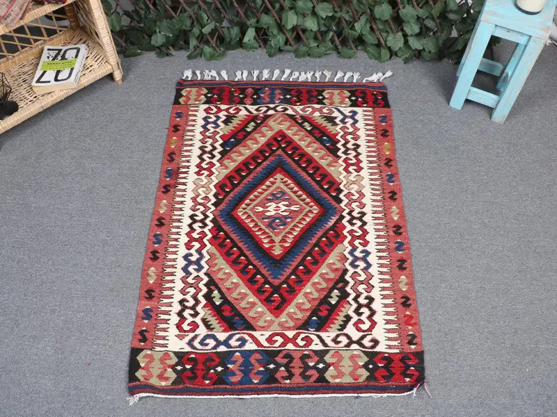 Kırmızı Kamuflaj Halı, 2,4x3,4 ft Şık Dekor