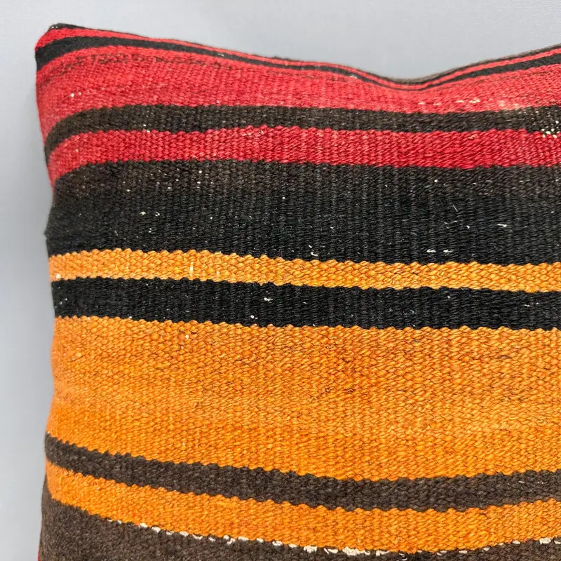 Pillow Case, Boho Pillow, Antique Pillows, Sustainable Pillow Cover, 18x18 Red Cushion, Square Throw Pillow Sham, Pillow for Sofa - 5