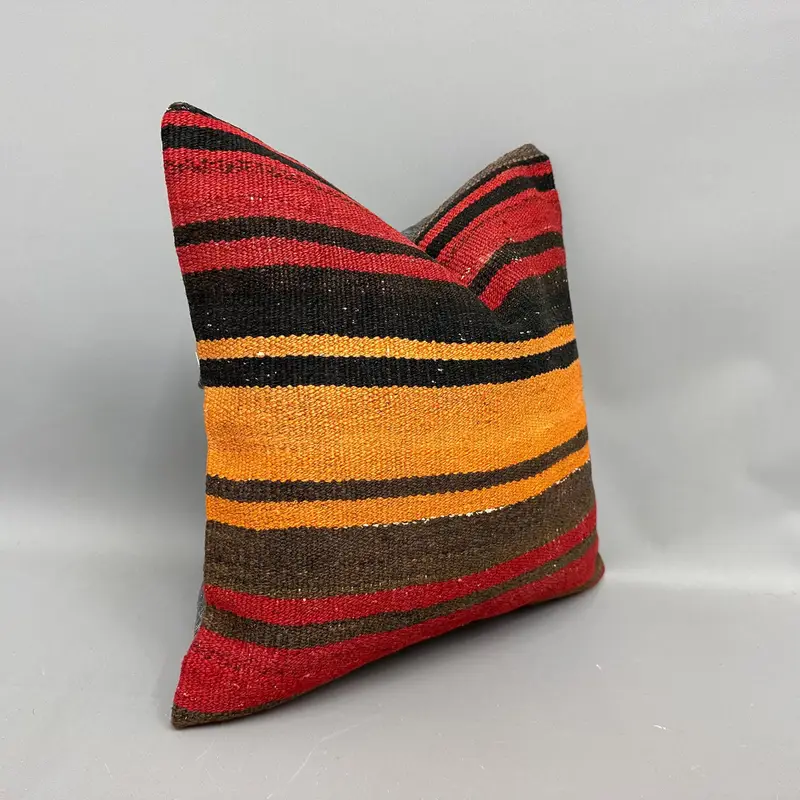 Pillow Case, Boho Pillow, Antique Pillows, Sustainable Pillow Cover, 18x18 Red Cushion, Square Throw Pillow Sham, Pillow for Sofa - 2