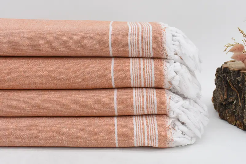 91x56 Inch Brick Striped Blanket, Turkish Bedspread, Red & White