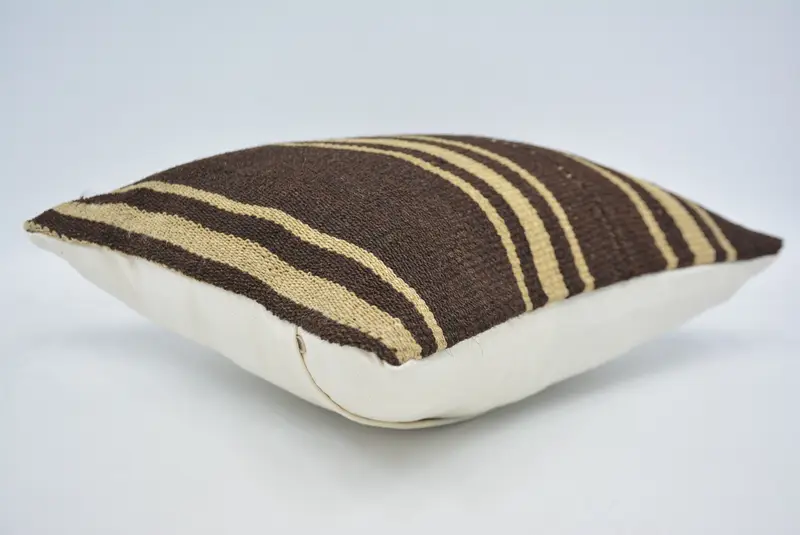 Pillow for Sofa, 14x14 Brown Pillow Cover, Pillow Cover, Turkish Kilim Pillow, Antique Pillows, Pattern Throw Cushion Cover - 6