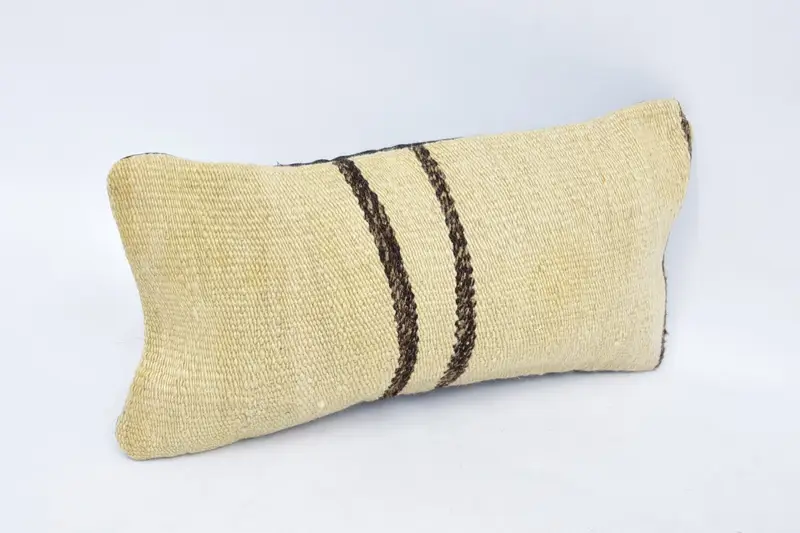 Ethnical Kilim Rug Pillow, Outdoor Patio Cushion Case, Cushion Cover, Kilim Pillow, 8x16 Beige Pillow Sham, Antique Pillows - 3