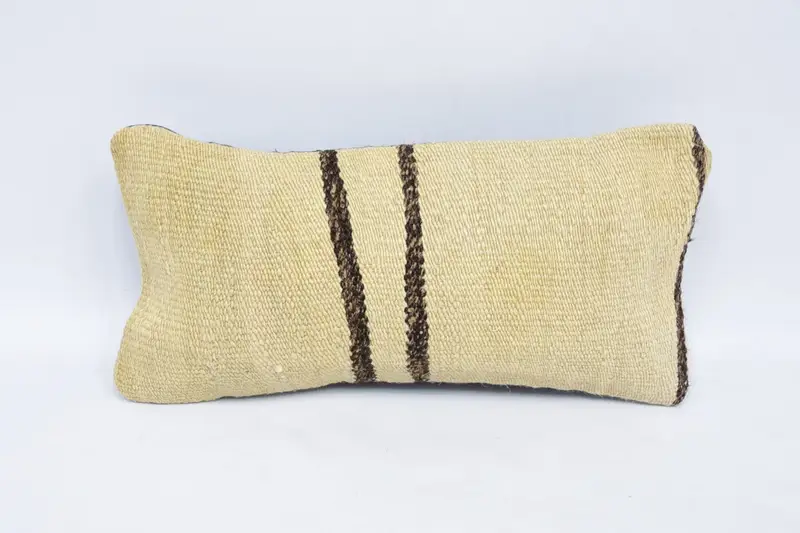 Ethnical Kilim Rug Pillow, Outdoor Patio Cushion Case, Cushion Cover, Kilim Pillow, 8x16 Beige Pillow Sham, Antique Pillows - 1