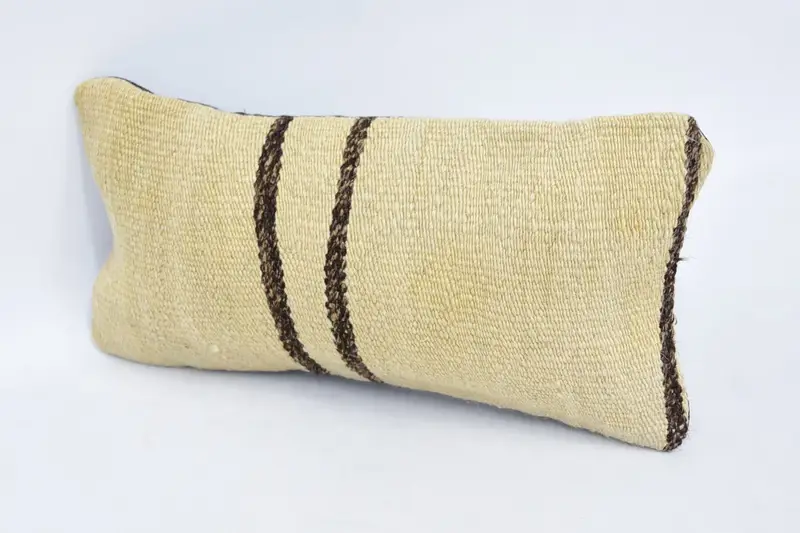 Ethnical Kilim Rug Pillow, Outdoor Patio Cushion Case, Cushion Cover, Kilim Pillow, 8x16 Beige Pillow Sham, Antique Pillows - 4