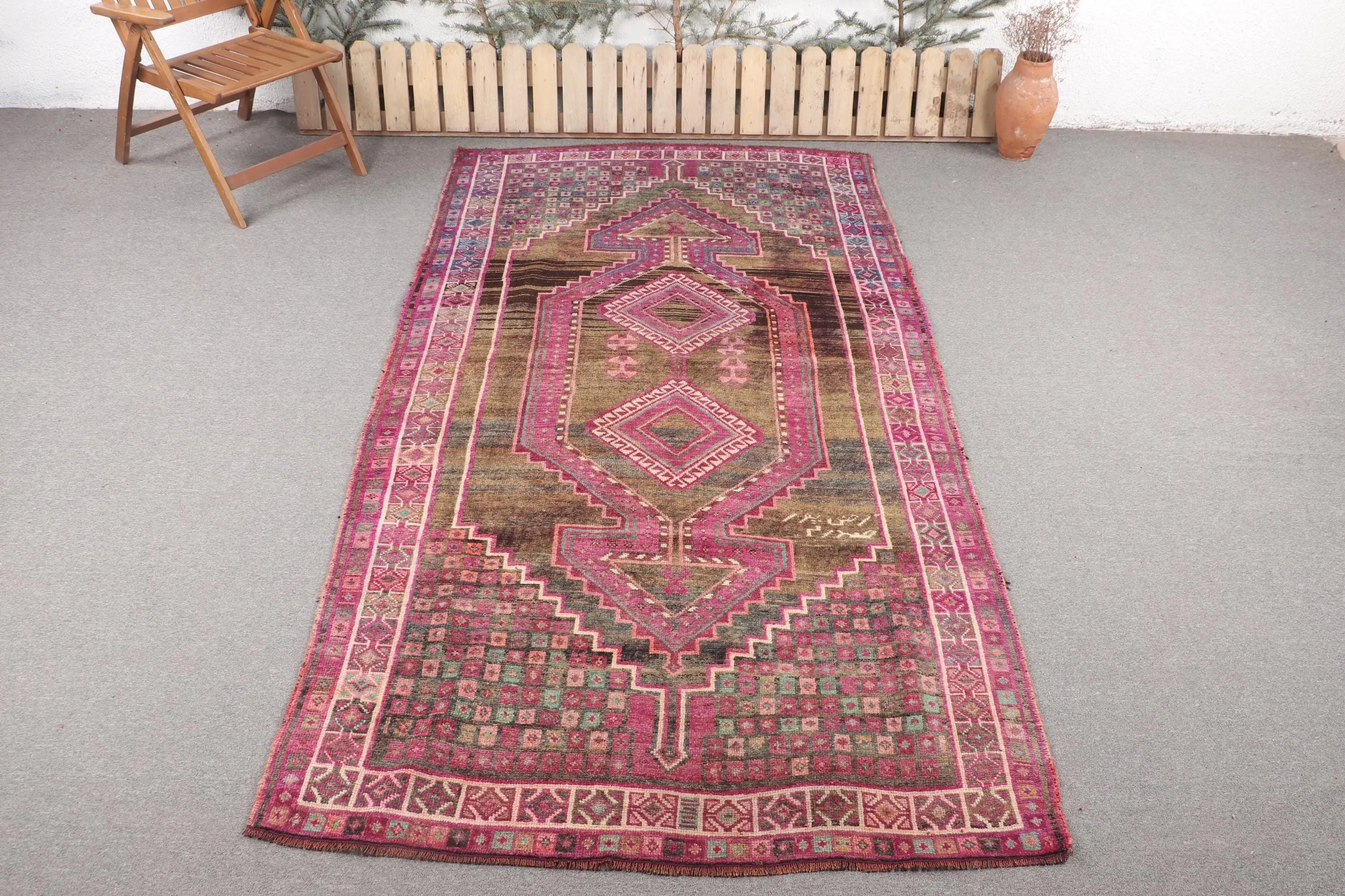 Türk Vintage Halı, 4.8x9.5 ft Halı, Kırmızı Büyük Hayvan Baskı Halı - 1