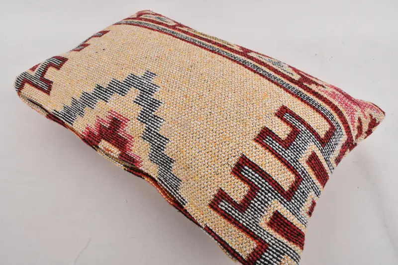 Pillow, Ethnical Kilim Rug Pillow, Muted Pillow, 12x20 Yellow Cushion Case, Handmade Kilim Cushion, Pillow for Sofa, Boho Throw Cushion Case - 6