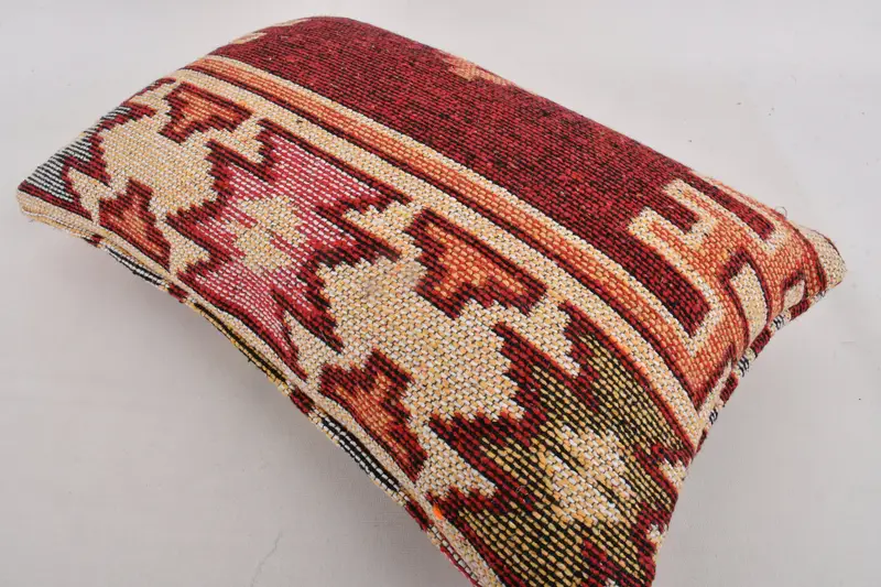 Pillow, Ethnical Kilim Rug Pillow, Muted Pillow, 12x20 Yellow Cushion Case, Handmade Kilim Cushion, Pillow for Sofa, Boho Throw Cushion Case - 7