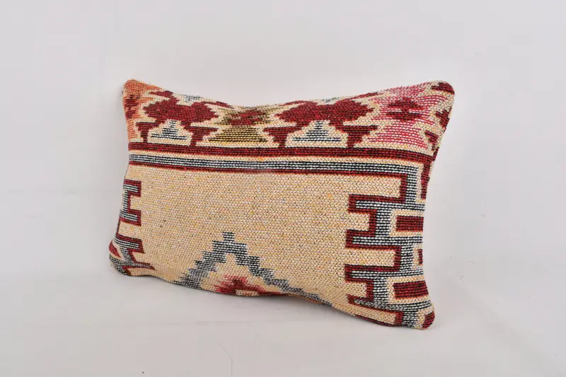 Pillow, Ethnical Kilim Rug Pillow, Muted Pillow, 12x20 Yellow Cushion Case, Handmade Kilim Cushion, Pillow for Sofa, Boho Throw Cushion Case - 3