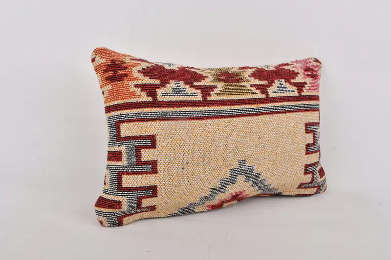 Pillow, Ethnical Kilim Rug Pillow, Muted Pillow, 12x20 Yellow Cushion Case, Handmade Kilim Cushion, Pillow for Sofa, Boho Throw Cushion Case - 2