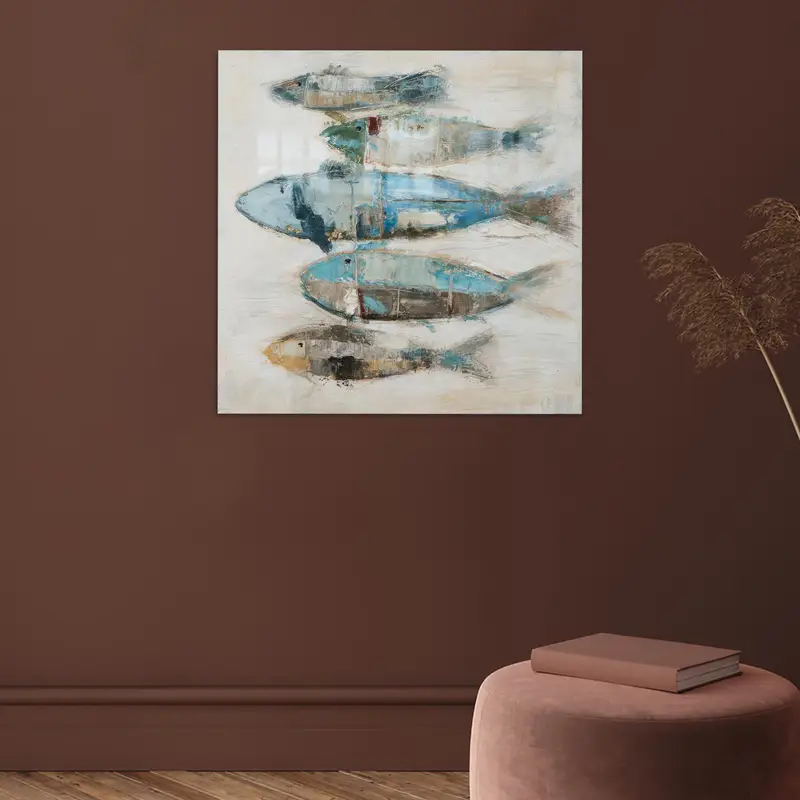 Modern Soyut Balık Baskılı Cam: Zarif, Benzersiz, Baskılı Tasarım