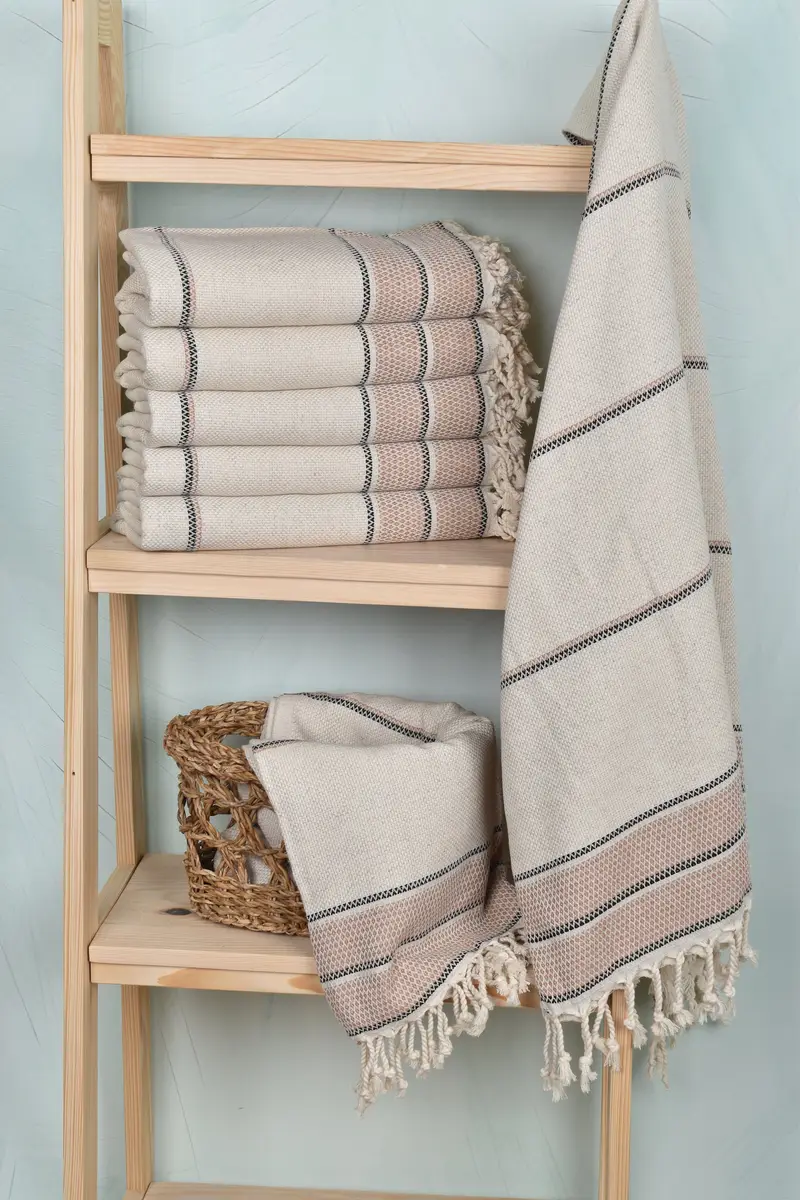 Best spa Turkish towel for luxury home decor, Gifts For Him, Bridal Party Gifts, Best Beach Towel, Turkish Towel USA, 70x36 Linen Striped Towel - 2