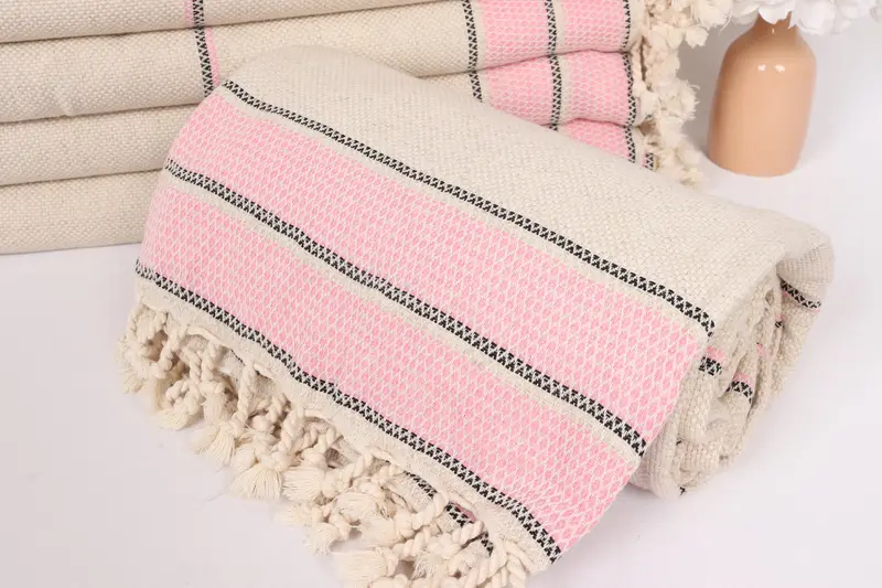 Personalized Gifts, Boho Throw Blankets, Throw Blanket Couch, Aesthetic Blanket, 104x96 Cotton Striped Towel, Wedding Gift For Bride - 4