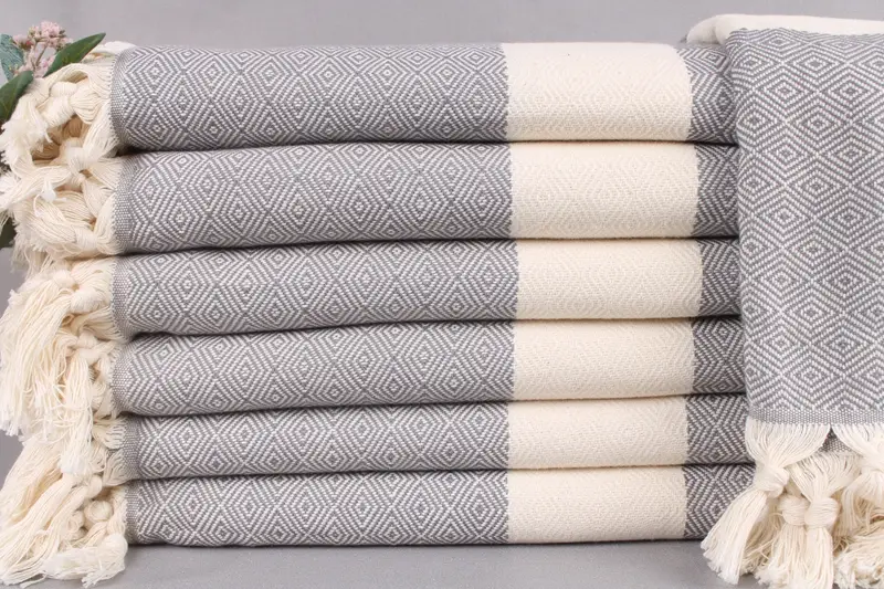 Beach Blanket Custom Dark Gray Throw Diamond Blanket, 79x91 Inches