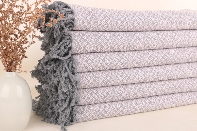 Personalized Gift Box Towel, Custom Turkish Cotton, Light Pink, Geometric, 38x71 Inches