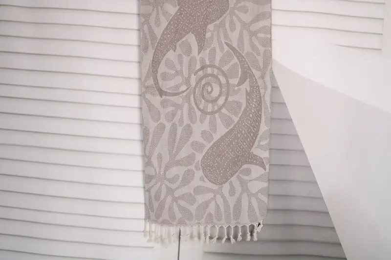 Personalized Whale Design Hand Towel, Brown Cotton, 18x40 Inches