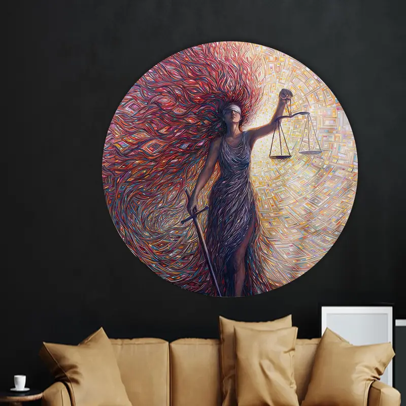 Göttin der Gerechtigkeit: Lebendiger Leinwanddruck für die Inneneinrichtung