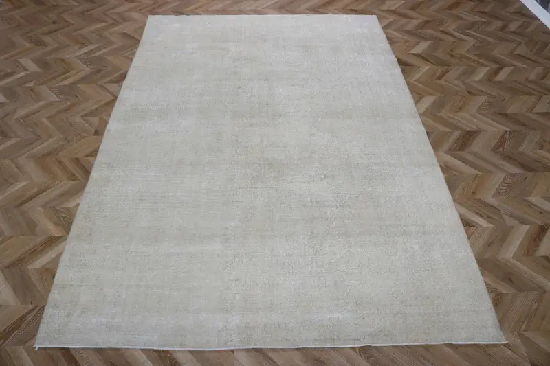 Vintage Rug, 6.46x9.7 ft Large Rug, Gray Camouflage Wool Turkish Rug - 1
