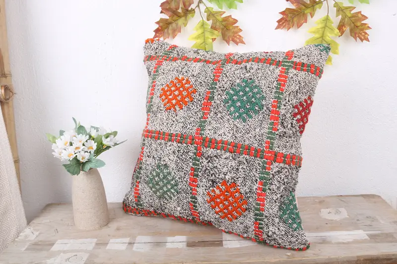Square Throw Cushion, Pillow Cover, 16x16 White Pillow, Vintage Pillow, Pillow for Sofa, Interior Designer Pillow, Ethnic Cushion Case - 4