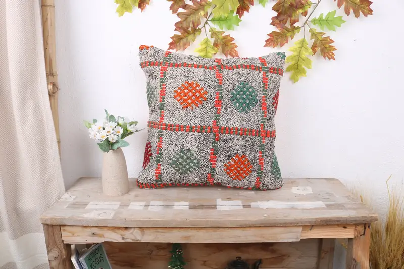 Square Throw Cushion, Pillow Cover, 16x16 White Pillow, Vintage Pillow, Pillow for Sofa, Interior Designer Pillow, Ethnic Cushion Case - 1