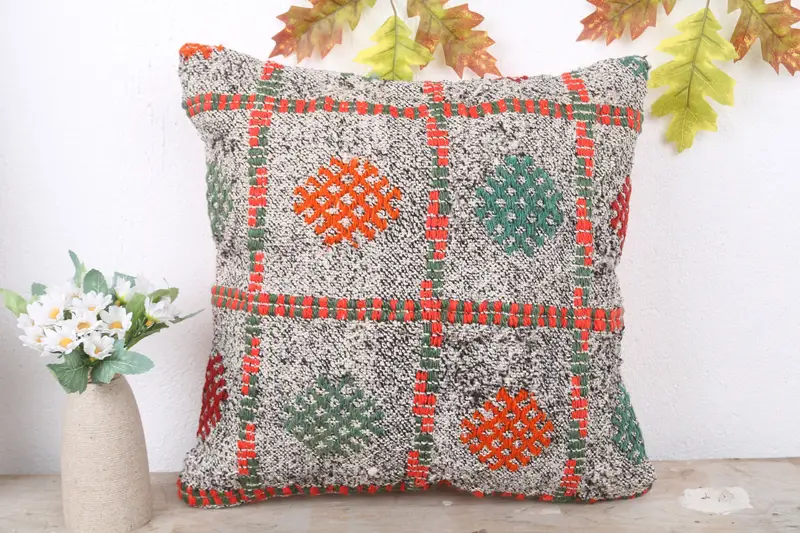 Square Throw Cushion, Pillow Cover, 16x16 White Pillow, Vintage Pillow, Pillow for Sofa, Interior Designer Pillow, Ethnic Cushion Case - 2