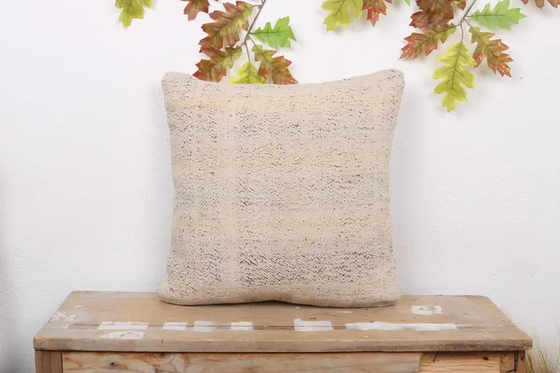 Beige & Braun besticktes Southwestern Wurfkissen, Vintage Kissen