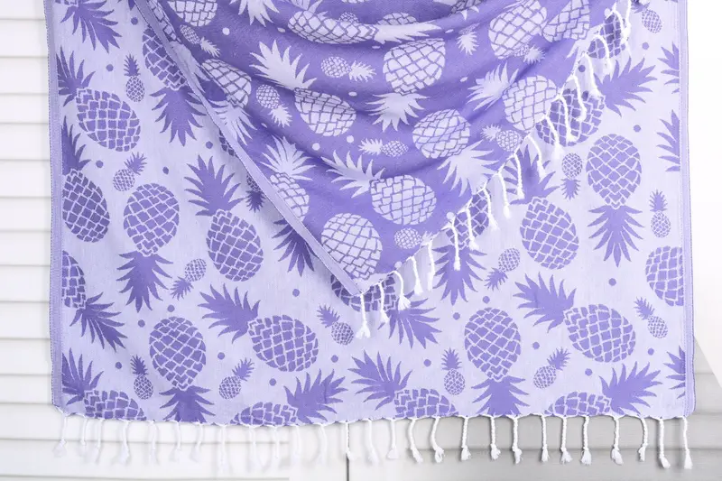 Beach Towel Personalized Purple Pineapple Pattern 36x71 Inches