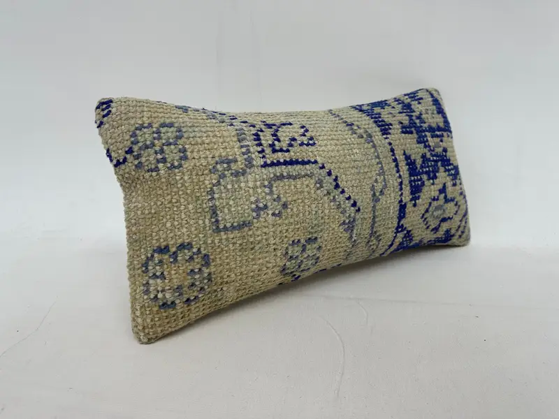 Vintage Pillow, Decorative Pillow Cover, Cushion, Pillow for Couch, Kilim Pillow, 10x20 Blue Cushion Case, Aztec Pillow Sham, Pillow for Sofa - 2