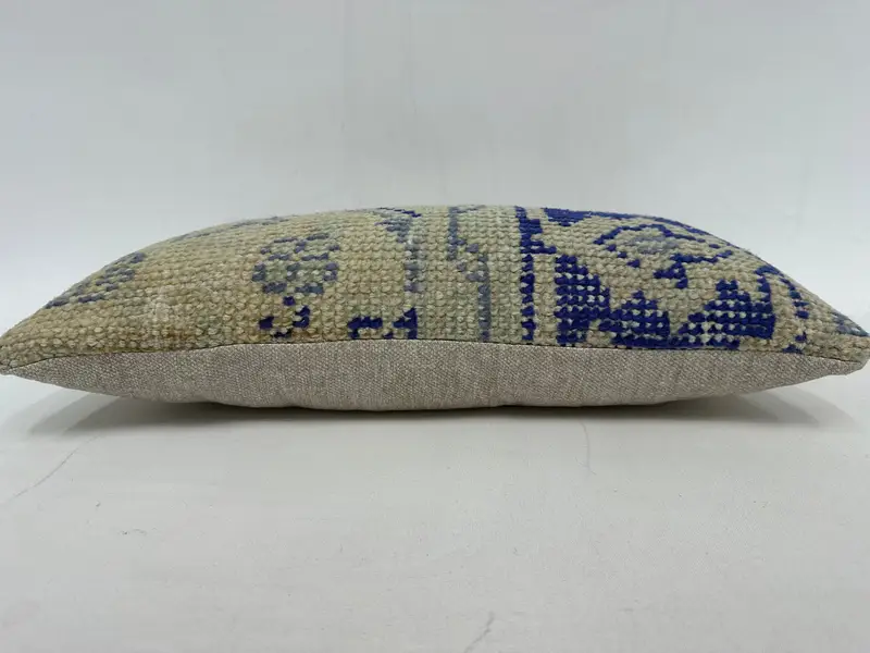Vintage Pillow, Decorative Pillow Cover, Cushion, Pillow for Couch, Kilim Pillow, 10x20 Blue Cushion Case, Aztec Pillow Sham, Pillow for Sofa - 6