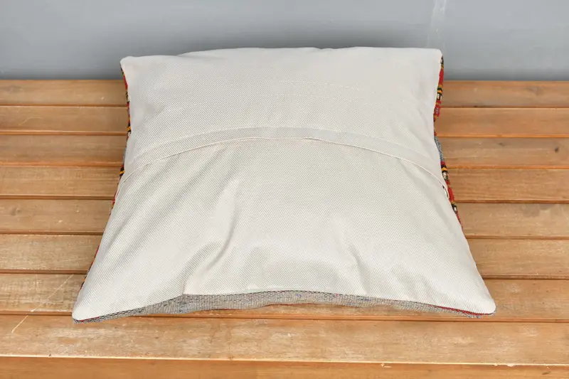 Vintage Kilim Pillow, Pillow for Sofa, Gift Pillow, Shabby Chic Pillow Case, Muted Pillow Sham, Pillow Sham, 18x18 Red Pillow Cover - 5